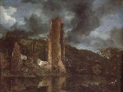 Jacob van Ruisdael Landscape with the Ruins of Egmond Castle at Egmond aan den Hoef Germany oil painting artist
